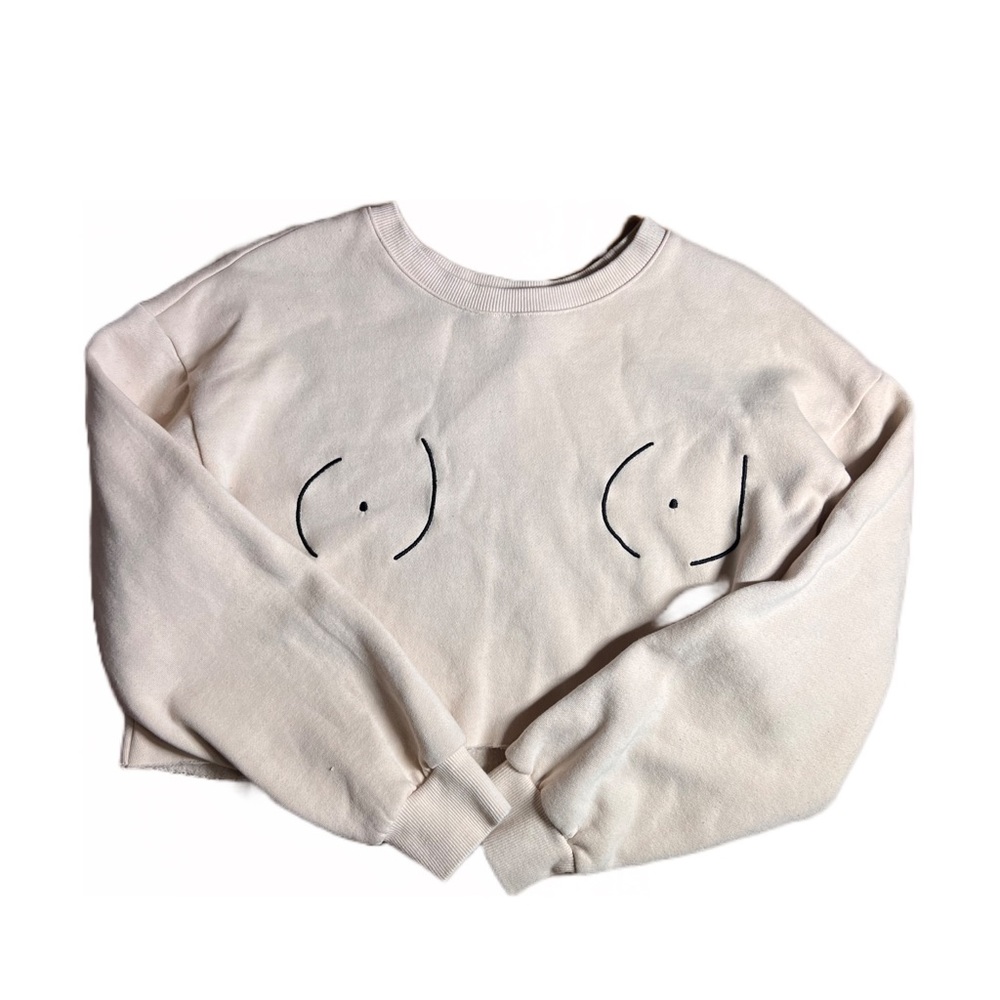 Small breast cancer awareness crop sweater